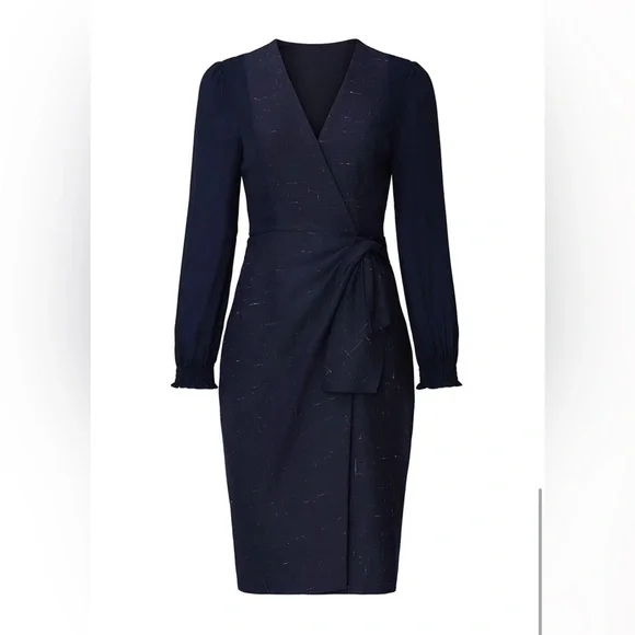 Rebecca Taylor Navy Cross Hatch Dress- Size 12 - Picture 5 of 11